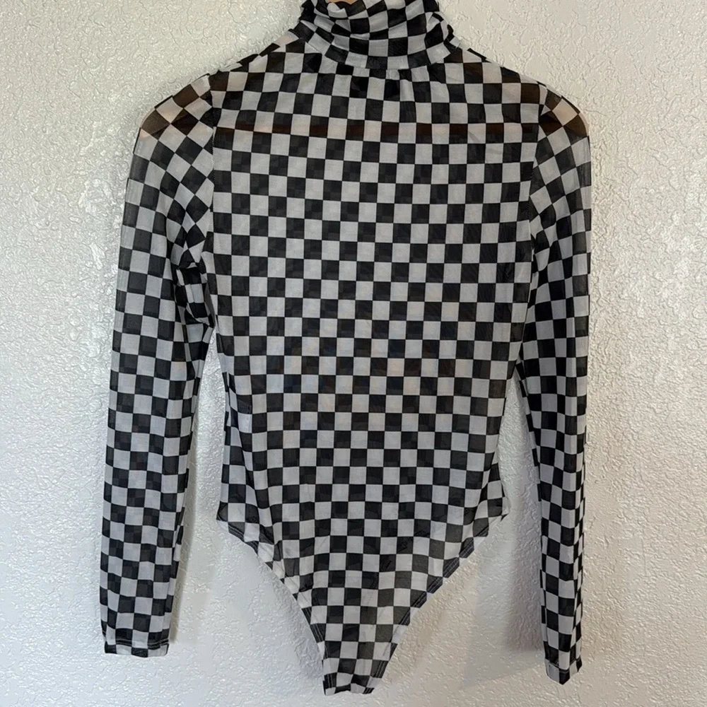 Timeless And Elegant Checkered Black and White One Piece Size M